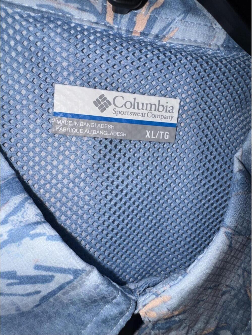 COLUMBIA Mens XL Utilize Short Sleeve Shirt Patterned Blue Omni-Wick Vented Logo - Picture 3 of 8